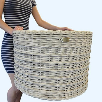 Кашпо из искусственного ротанга цилиндр белый-бри 45 л